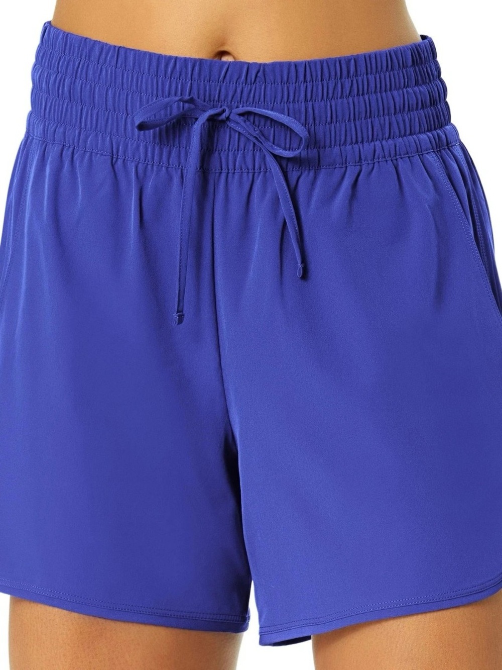 Lands' End Drawstring Smocked-Waist Athletic Shorts royal blue